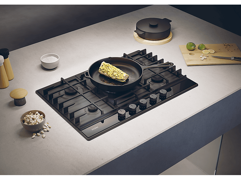 Placa de gas - HAIER Series 6 HAHG7W5TEB, 5 zone(s) zonas, NG + LPG (Butane), 745 mm, Negro — foto 6