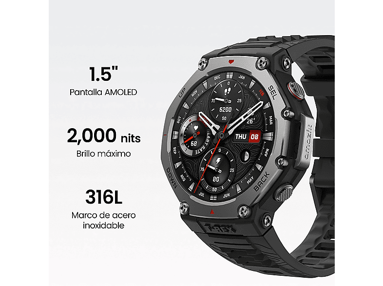 Smartwatch - Amazfit T-Rex 3, 1.5" AMOLED, Táctil, 27 días Autonomía, Silicona, Compatible iOS/Android, Onyx — foto 11