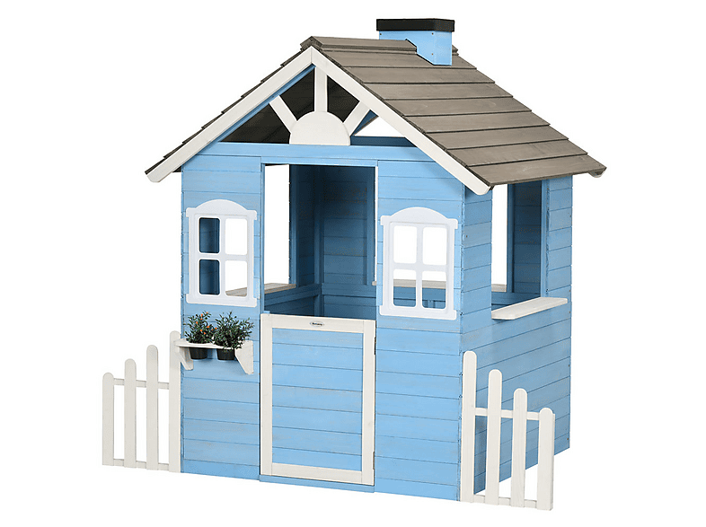 Casa de madera - OUTSUNNY 345-025V00BU, a partir de 3 año(s), Azul