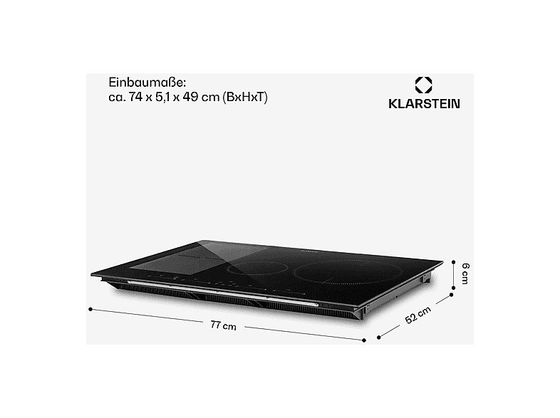 Placa de inducción - KLARSTEIN Delicatessa 77 Hybrid, 4 zonas, 77 cm, Negro — foto 7
