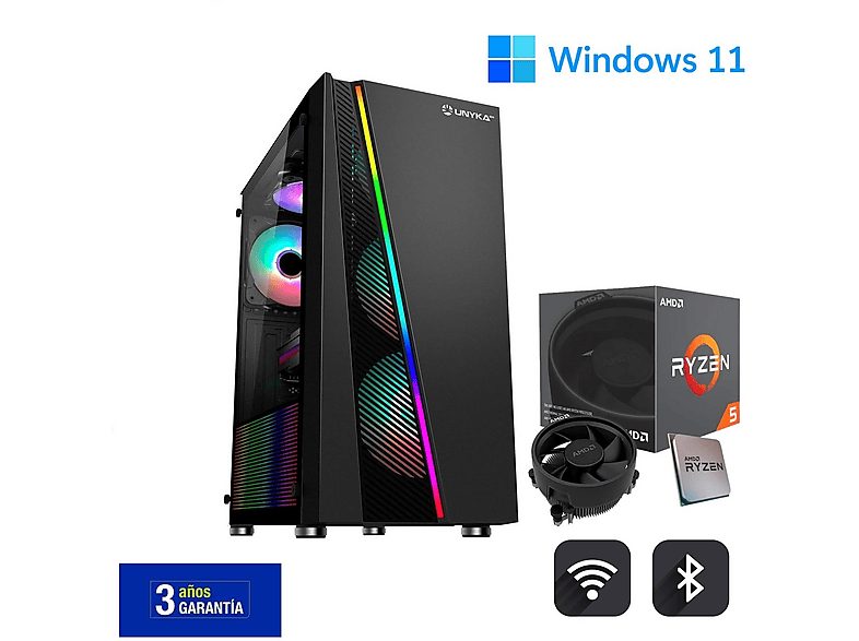 PC Gaming - JOYBE COMPUTERS Gaming Avanzado AMD Ryzen 5 5600G, AMD Ryzen™ 5 5600G, 32 GB RAM, 512 GB SSD, Radeon™ RX Vega 7, Windows 11 Pro, Negro — foto 1