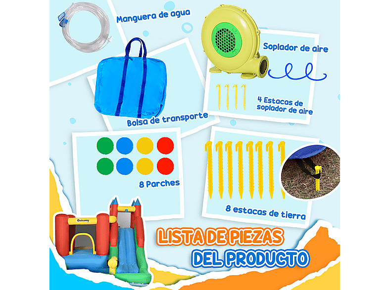 Castillo Hinchable - OUTSUNNY 330x245x215 cm, a partir de 3 año(s), Multicolor — foto 4