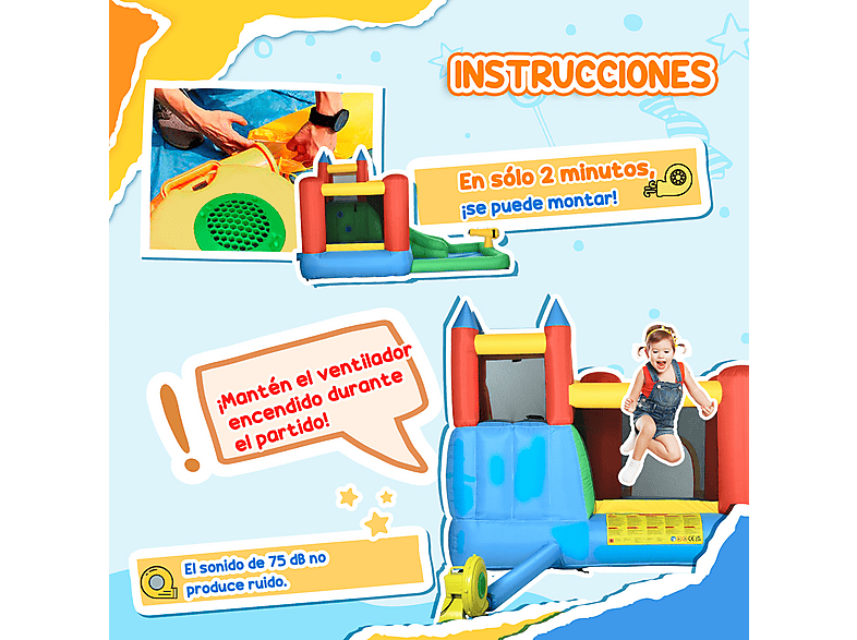 Castillo Hinchable - OUTSUNNY 330x245x215 cm, a partir de 3 año(s), Multicolor — foto 6