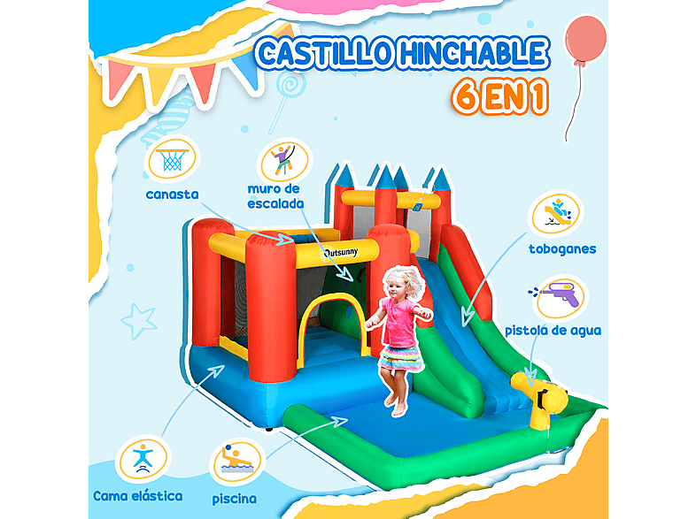 Castillo Hinchable - OUTSUNNY 330x245x215 cm, a partir de 3 año(s), Multicolor — foto 7