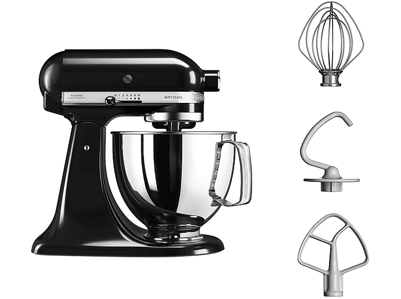Robot amasador - KitchenAid 5KSM125EOB, 300W, 4.8L, Negro — foto 4
