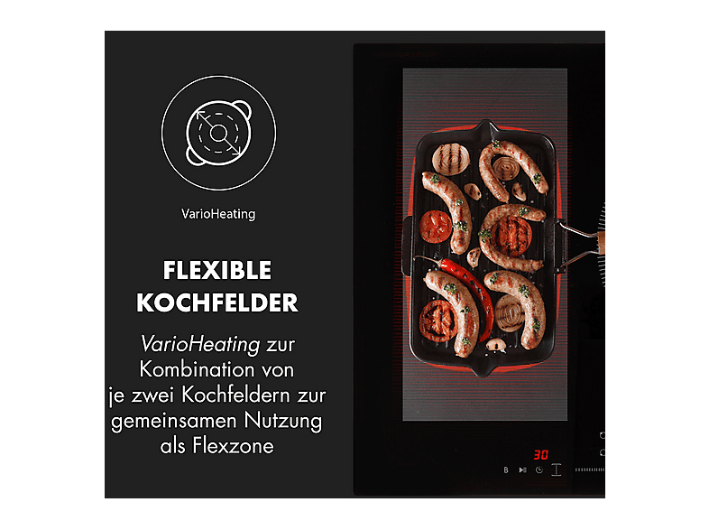 Placa de inducción - KLARSTEIN Delicatessa 3 Flex, 3 zonas, 59 cm, Negro — foto 4