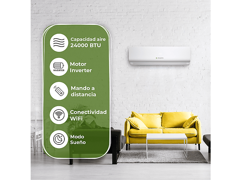 Aire acondicionado Split 1x1 - ASPES AAAS2400W, Blanco — foto 4