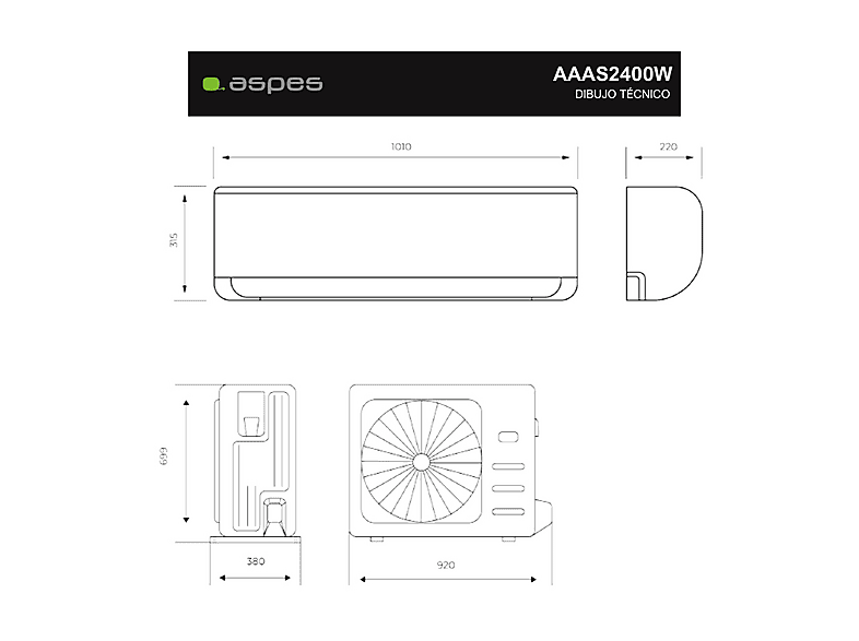 Aire acondicionado Split 1x1 - ASPES AAAS2400W, Blanco — foto 7
