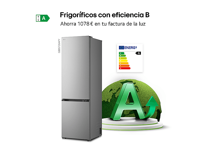 Frigorífico combi - LG GBBS726APY, No Frost, 203 cm, 375 l, DoorCooling+™, FRESHBalancer™, Inox antihuellas — foto 10