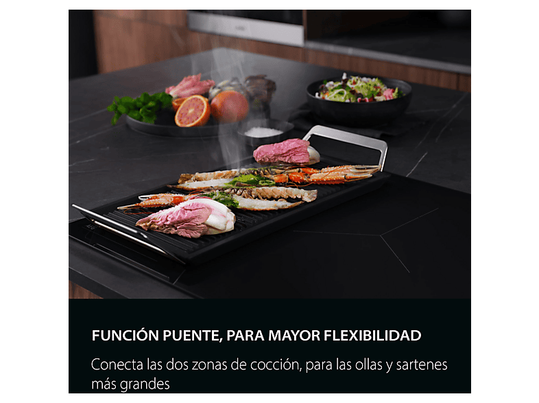 Placa inducción - AEG TI63IQ1BFB, 3 zonas, Zona grande 28 cm, Sensor de ebullición, 59 cm, Negro — foto 5
