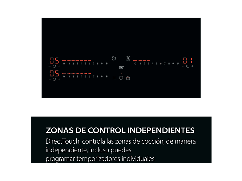 Placa inducción - AEG TI63IQ1BFB, 3 zonas, Zona grande 28 cm, Sensor de ebullición, 59 cm, Negro — foto 6