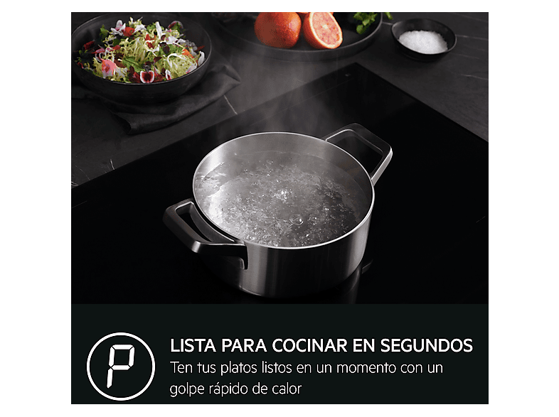 Placa inducción - AEG TI63IQ1BFB, 3 zonas, Zona grande 28 cm, Sensor de ebullición, 59 cm, Negro — foto 7