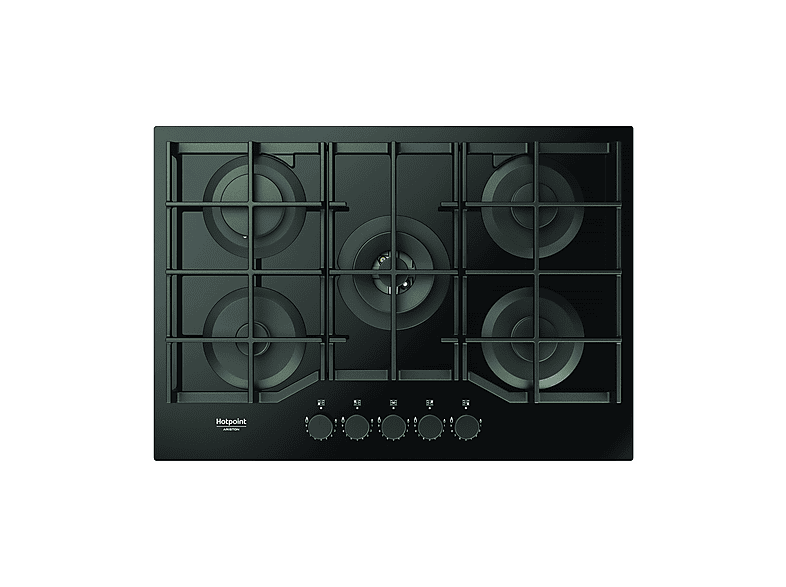 Placa de gas - HOTPOINT HAGS 72F/BK 1, 5 zone(s) zonas, 730 mm, Negro