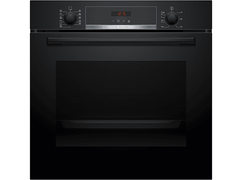 Horno convencional - BOSCH HBA574BB3, Pirolítico, 71 l, 594 mm, Negro