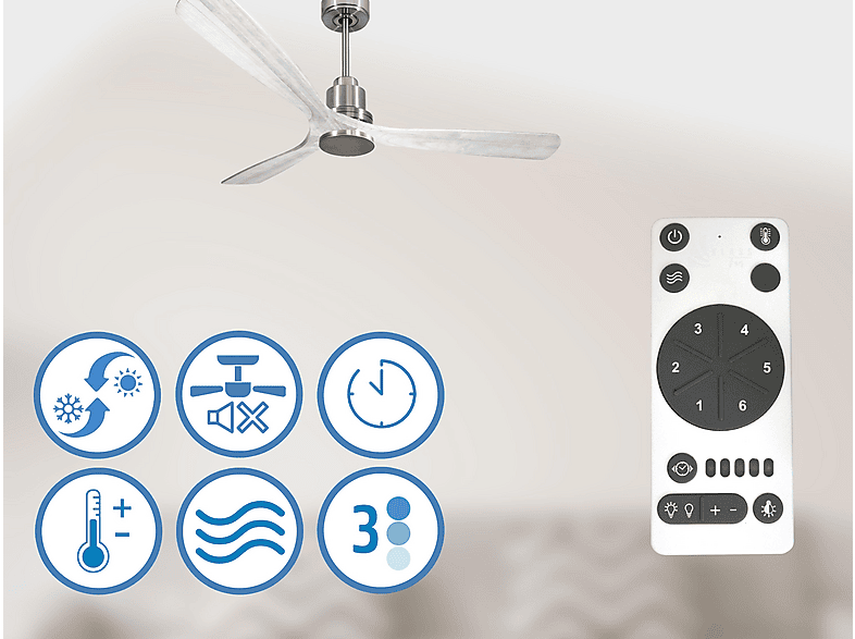 Ventilador de techo - PURLINE MadeiraD166C0466982, 6 velocidades, Beige — foto 5