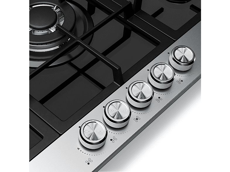 Placa de gas - KLARSTEIN Verosteel, 5 zonas, 87,40 cm, Plata — foto 5