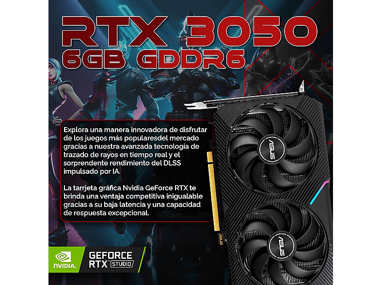 PC Gaming - PC RACING RYZEN 5 ORDENADOR SOBREMESA COSMO, AMD Ryzen™ 5 5500, 16 GB RAM, 512 GB SSD, GeForce RTX™ 3050, Windows 11 Pro, Negro — foto 5