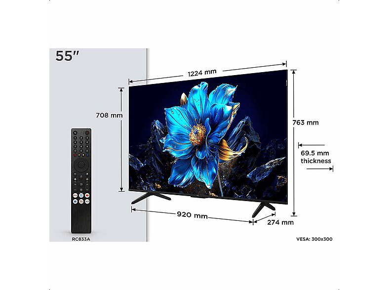 TV QLED 55" - TCL 55P7K/QLED, UHD 4K, AiPQ Processor, Smart TV, DVB-T2 (H.265), Negro — foto 7