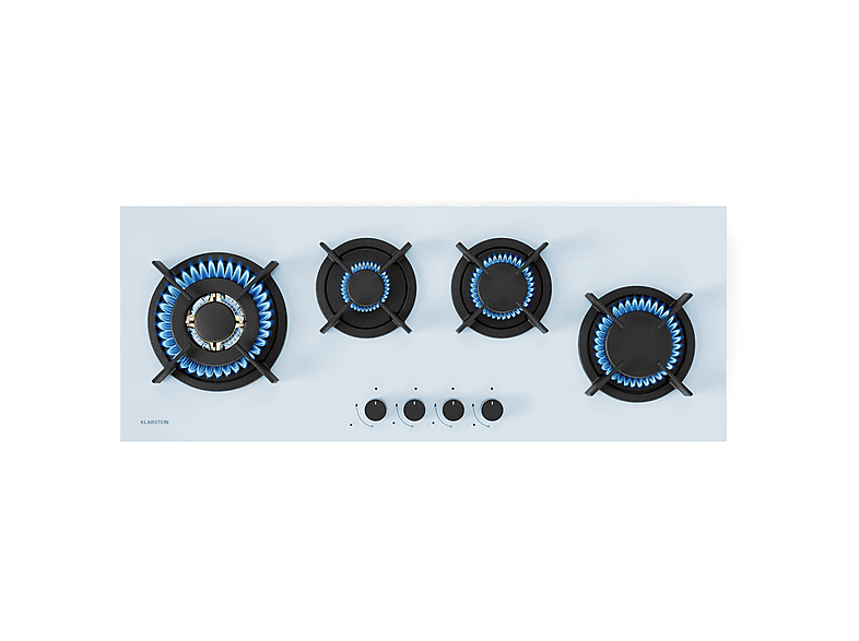 Placa de Gas - KLARSTEIN Goldflame 4 Slim, 4 zonas, 90 cm, Blanco