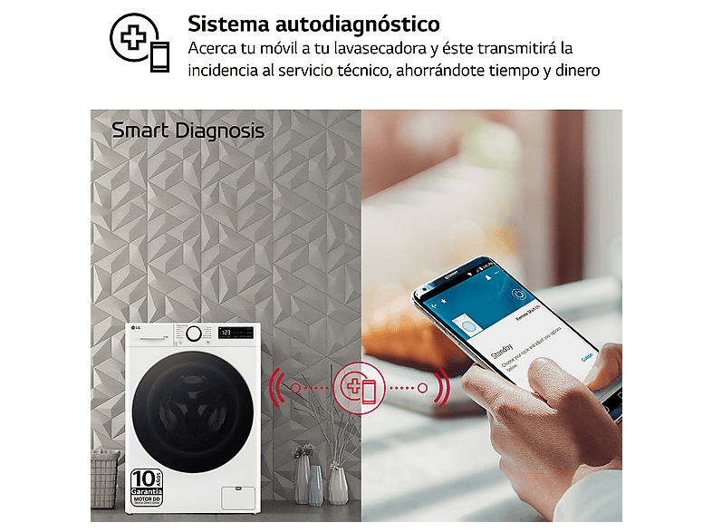 Lavadora secadora - LG F4DR6009A1W, 9 kg + 6 kg, Blanco — foto 4