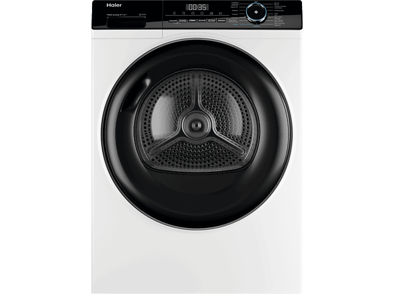 Secadora bomba de calor - Haier  I-Pro Series 3 HD90-A3939-IB, 9 kg, 15 programas, Programa higiene, Filtro 3 en 1, Blanco