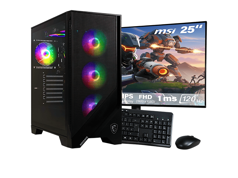 Pack PC gaming - HYPER BYTE Gen2 Gaming | completo set PC, AMD Ryzen 7 5700G, 16 GB RAM, 1000 GB SSD, Radeon™ RX Vega 8, Windows 11 Pro, Monitor 25 " Full-HD, negro