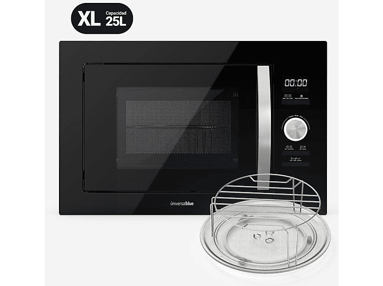 Microondas Libre Instalación - UNIVERSALBLUE SPEEDYBAKE-PLUS, 700 W, Cristal Negro
