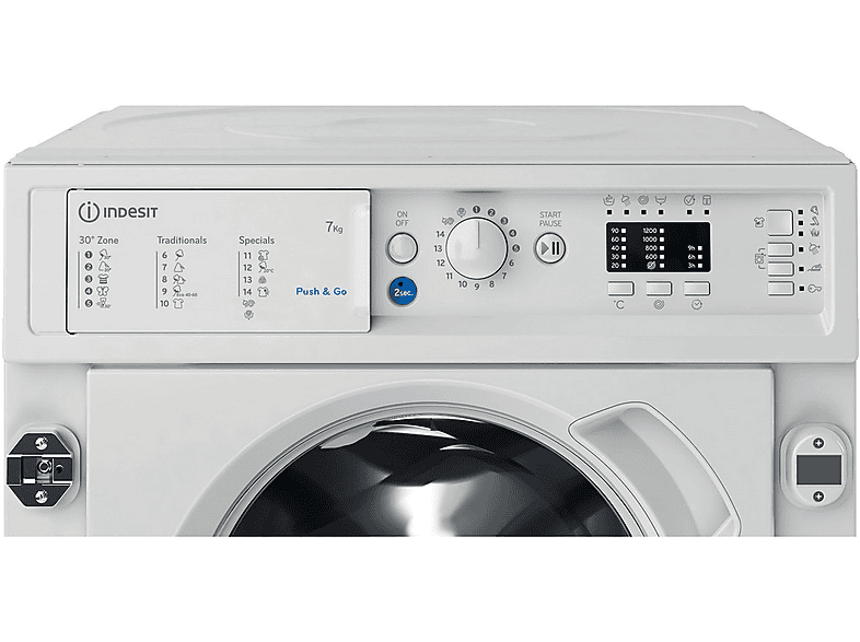 Lavadora integrable - Indesit BI WMIL 71252 EU N, 7 kg, 1200 rpm, Push&Wash, 14 programas, Sin panelar — foto 15