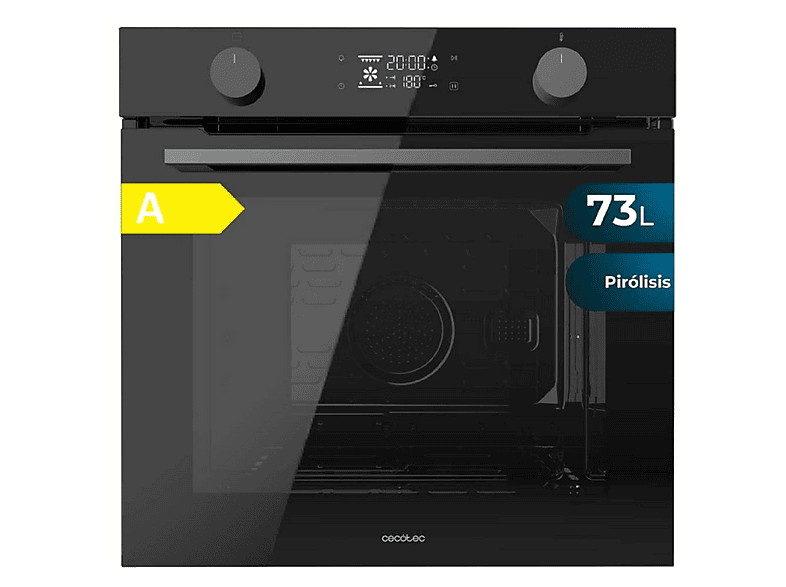 Horno pirolítico - CECOTEC Bolero Hexa P526000, Libre instalación, 73 l, 59,5 cm, Negro