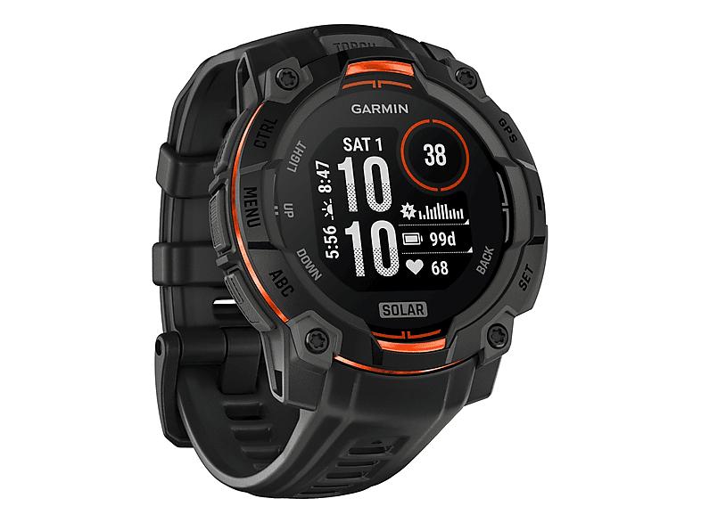 Smartwatch - GARMIN Instinct 3 Solar, Fibre Reinforced Plastic (FRP), Negro