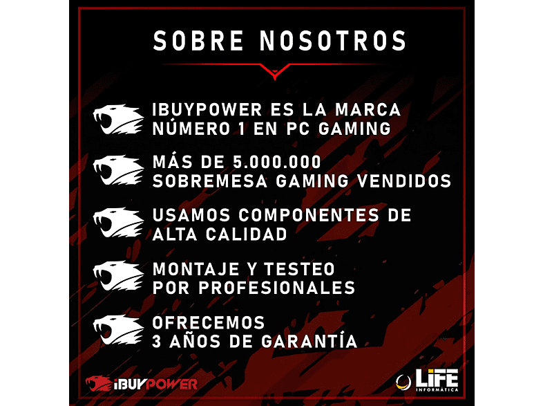 PC Gaming - IBUYPOWER Fighter Warhead Lite, AMD Ryzen 5 5500, 16 GB RAM, 1 TB SSD, Radeon™ RX 9070 XT, Windows 11 Pro, Negro — foto 6