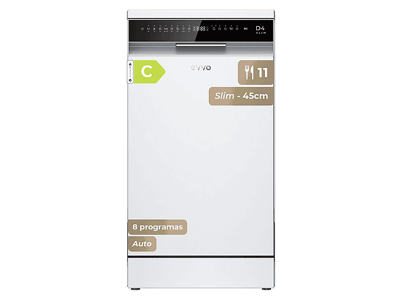 Lavavajillas libre instalación 45 cm - EVVO D4 Slim (45cm), 8 programas, 450 mm — foto 1
