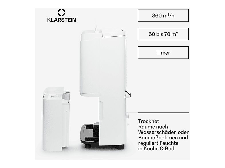 Deshumidificador - KLARSTEIN DryFy Connect 40, 7 l, 45 m², Blanco — foto 4
