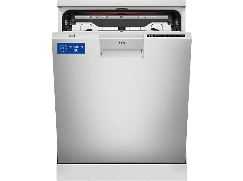Lavavajillas - AEG FFB76717PM, 14 servicios, 9 programas, 60 cm, Tercera bandeja, programa ExtraHygiene, Inox