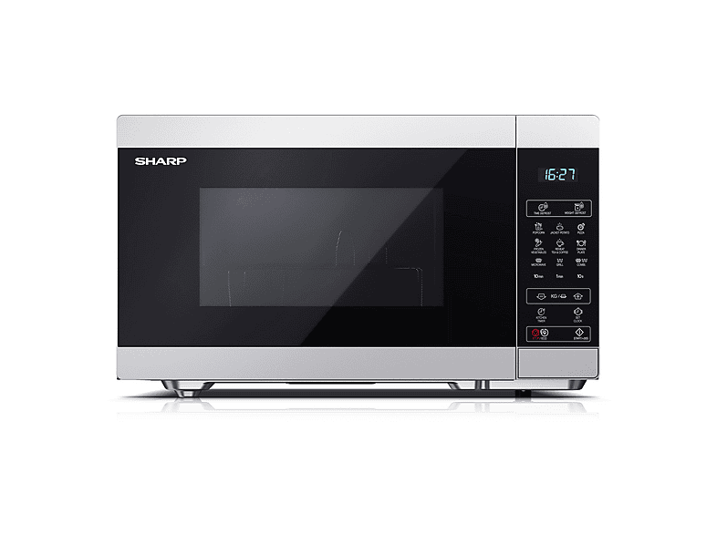 Microondas - SHARP YC-MG81E-S, 1450 W, 11 potencia, 28 l, Negro, Gris