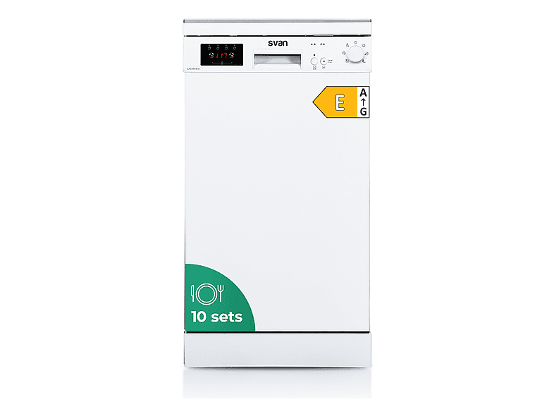 Lavavajillas compacto - SVAN SJ104501ED, 6 programas, 44,8 cm, Blanco