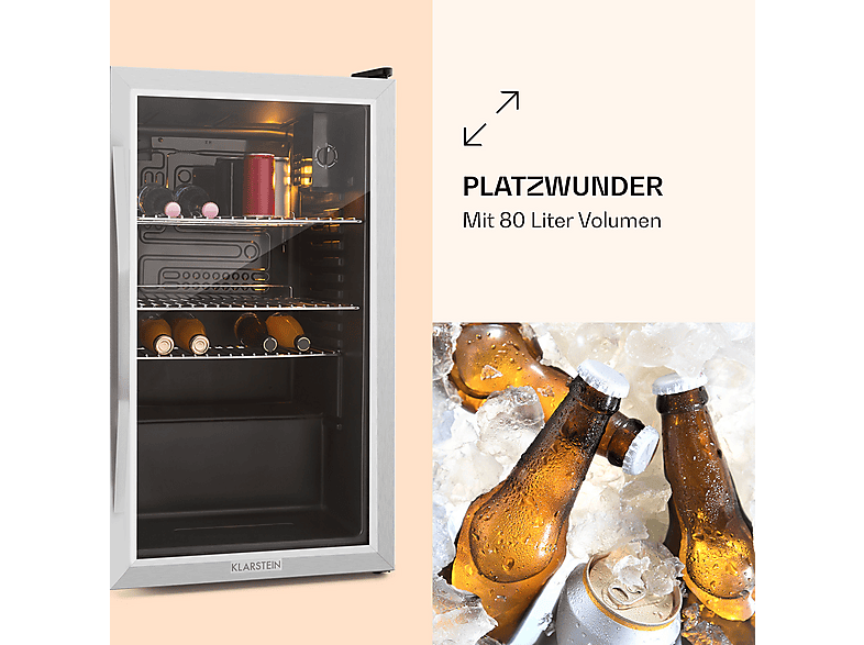 Nevera pequeña - KLARSTEIN Beersafe XXL, Altura 830 mm, Acero Inoxidable — foto 4