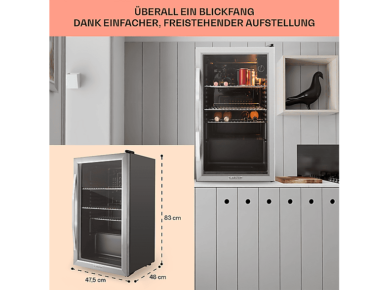 Nevera pequeña - KLARSTEIN Beersafe XXL, Altura 830 mm, Acero Inoxidable — foto 6