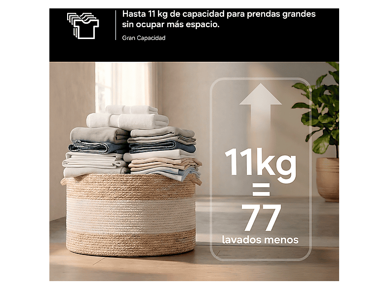 Lavadora carga frontal - Samsung WW11DG5B25AEEC, 11 kg, 1400 rpm, 14 programas, AI EcoBubble™, SmartThings™, Blanco — foto 5