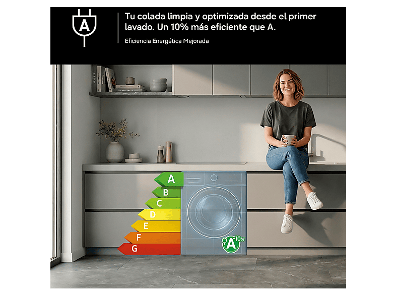 Lavadora carga frontal - Samsung WW11DG5B25AEEC, 11 kg, 1400 rpm, 14 programas, AI EcoBubble™, SmartThings™, Blanco — foto 6