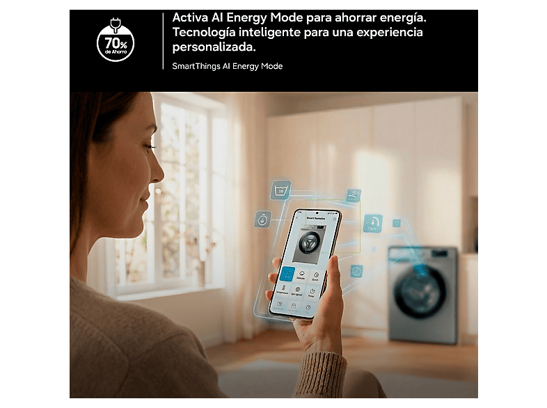 Lavadora carga frontal - Samsung WW11DG5B25AEEC, 11 kg, 1400 rpm, 14 programas, AI EcoBubble™, SmartThings™, Blanco — foto 7