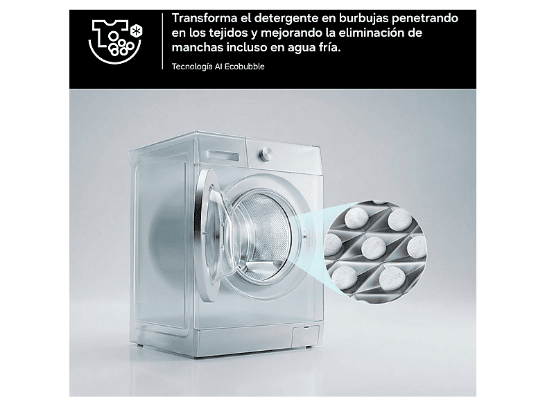 Lavadora carga frontal - Samsung WW11DG5B25AEEC, 11 kg, 1400 rpm, 14 programas, AI EcoBubble™, SmartThings™, Blanco — foto 8