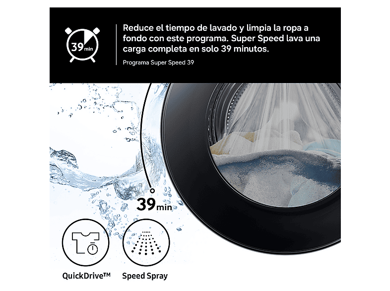 Lavadora carga frontal - Samsung WW11DG5B25AEEC, 11 kg, 1400 rpm, 14 programas, AI EcoBubble™, SmartThings™, Blanco — foto 10
