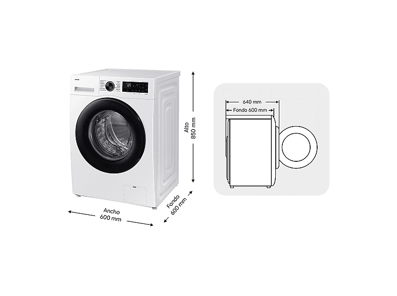 Lavadora carga frontal - Samsung WW11DG5B25AEEC, 11 kg, 1400 rpm, 14 programas, AI EcoBubble™, SmartThings™, Blanco — foto 14