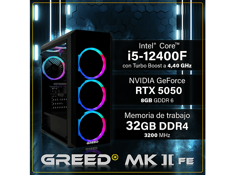 PC Gaming - GREED MK2 FE INTEL - 4K, Intel Core i5, 32 GB RAM, 512 GB SSD, GeForce RTX™ 5050, Windows 11 Pro, Negro — foto 3