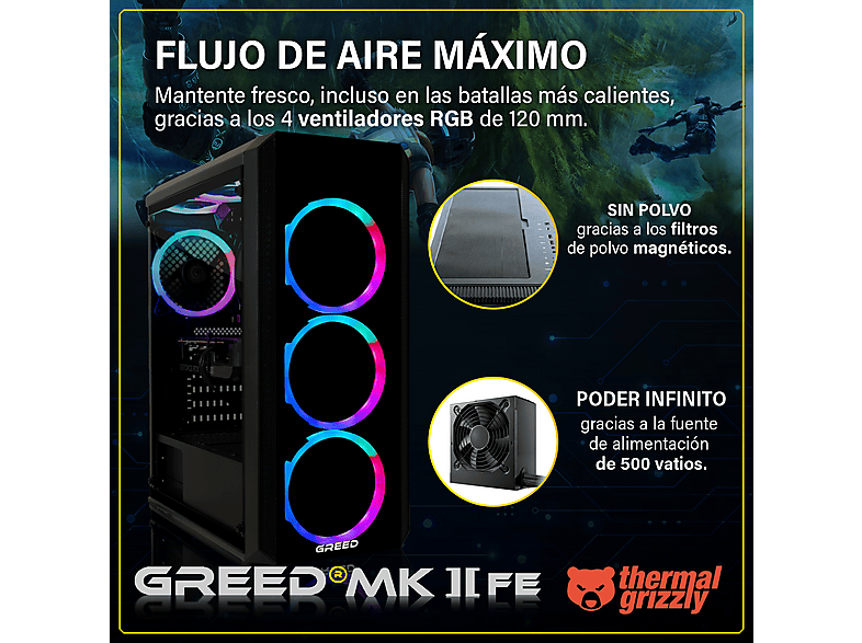 PC Gaming - GREED MK2 FE INTEL - 4K, Intel Core i5, 32 GB RAM, 512 GB SSD, GeForce RTX™ 5050, Windows 11 Pro, Negro — foto 4