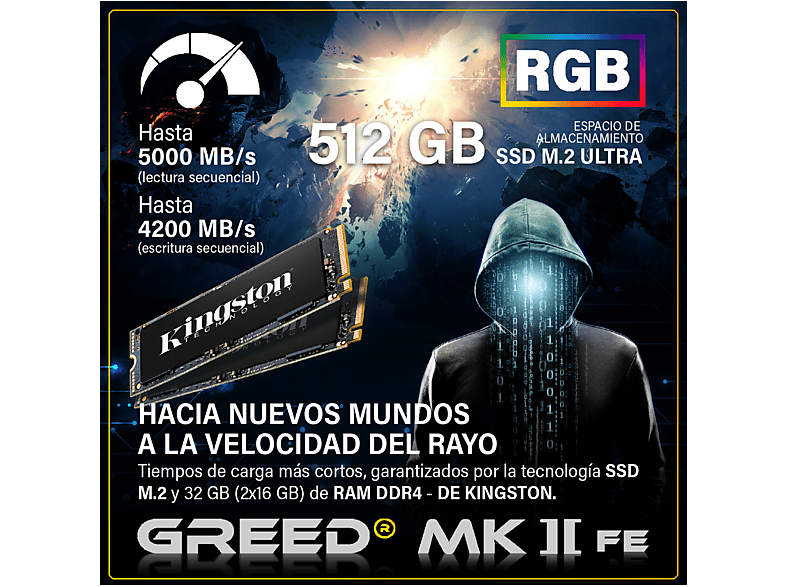 PC Gaming - GREED MK2 FE INTEL - 4K, Intel Core i5, 32 GB RAM, 512 GB SSD, GeForce RTX™ 5050, Windows 11 Pro, Negro — foto 5