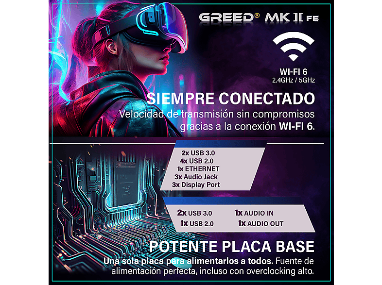 PC Gaming - GREED MK2 FE INTEL - 4K, Intel Core i5, 32 GB RAM, 512 GB SSD, GeForce RTX™ 5050, Windows 11 Pro, Negro — foto 6