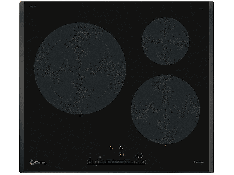 Placa de inducción - Balay 3EB965LH, 3 zonas zonas, 592 mm, Negro