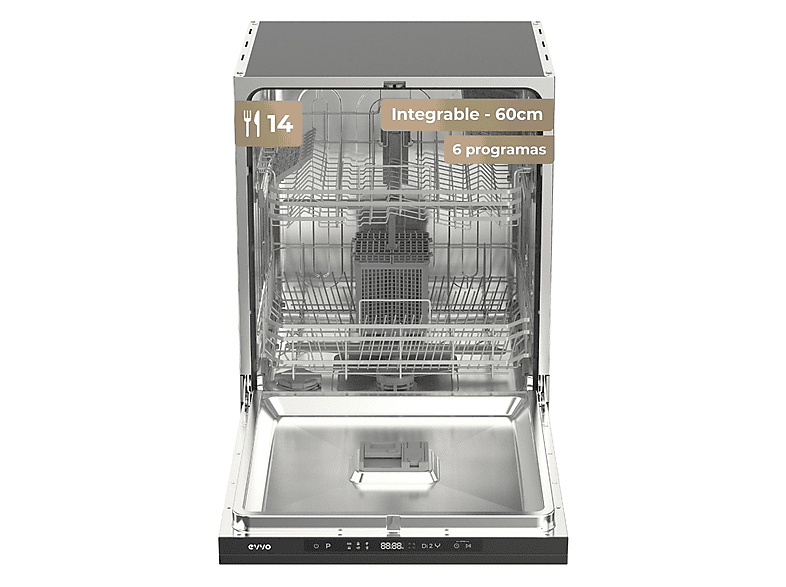 Lavavajillas integrable 60 cm - EVVO Di.2Y, 6 programas, 600 mm, Inox